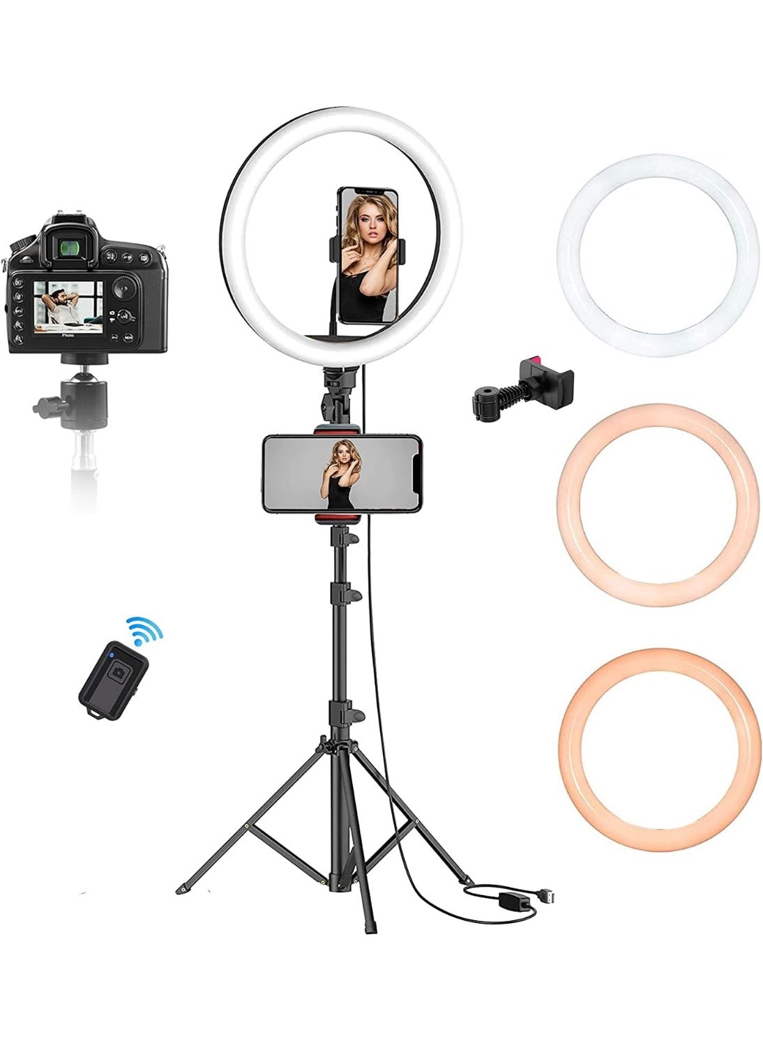 TYCOM Camera Stand 10 inch Selfie Ring Light with Tripod Stand USB Selfie Ring Light for Live Stream Makeup YouTube TikTok Video Recording Photography.